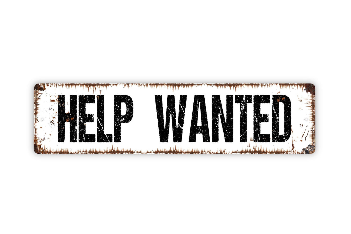 Help Wanted Sign - Now Hiring Apply Within Rustic Street Metal Sign or Door Name Plate Plaque