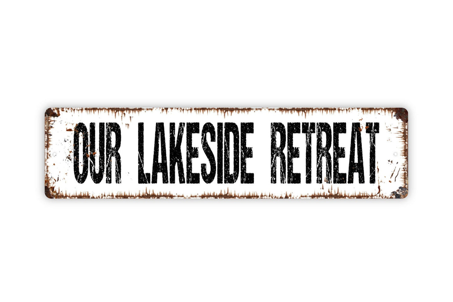 Our Lakeside Retreat Sign - Lake House Cabin Cottage Welcome To Our Lakehouse Rustic Street Metal Sign Or Door Name Plaque