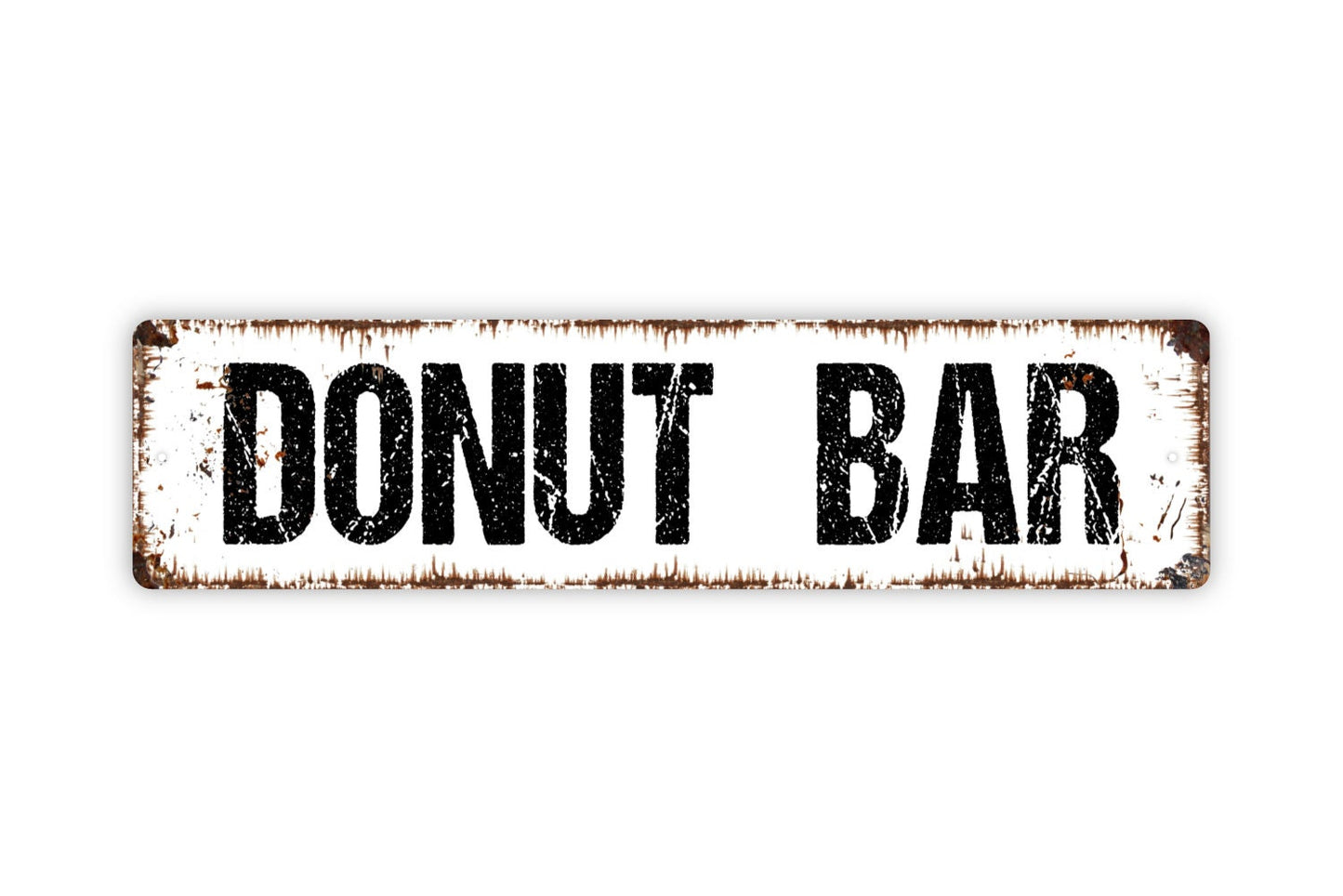 Donut Bar Sign - Doughnuts Breakfast Bakery Baked Goods Kitchen Pantry Rustic Street Metal Sign or Door Name Plate Plaque