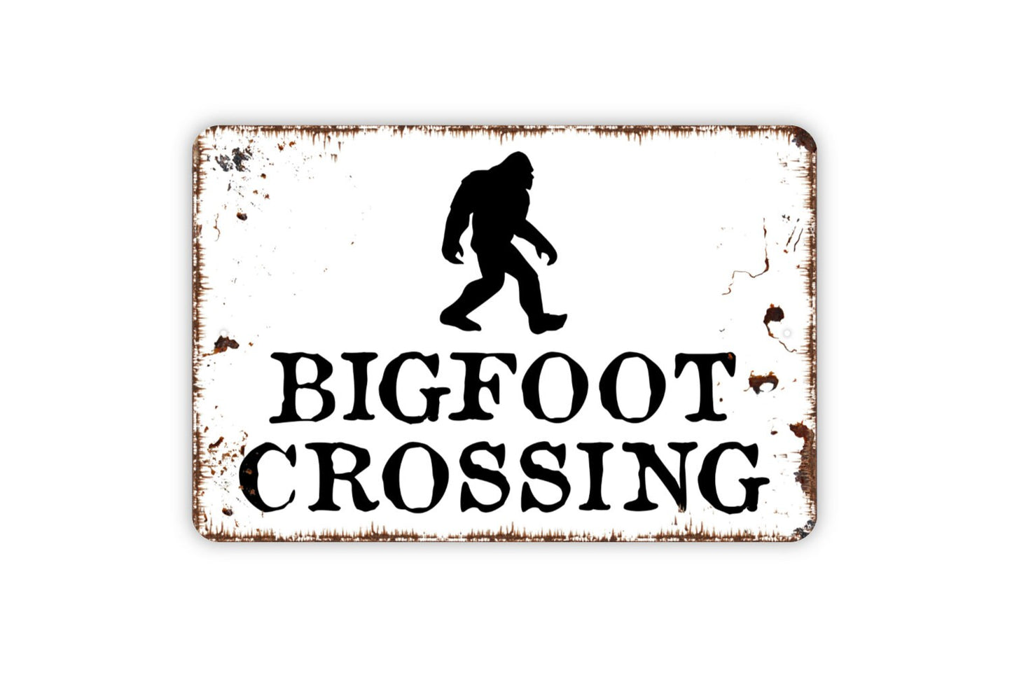 Bigfoot Crossing Sign - Funny Sasquatch Metal Wall Art - Indoor or Outdoor