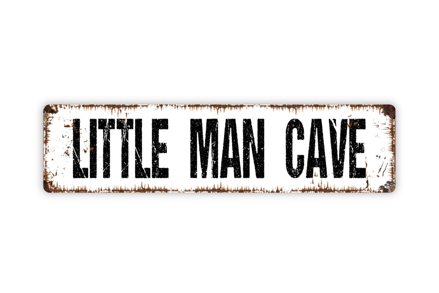 Little Man Cave Sign - Caution Kids Playing Toy Room Clubhouse Boy's Room Rustic Street Metal Sign or Door Name Plate Plaque