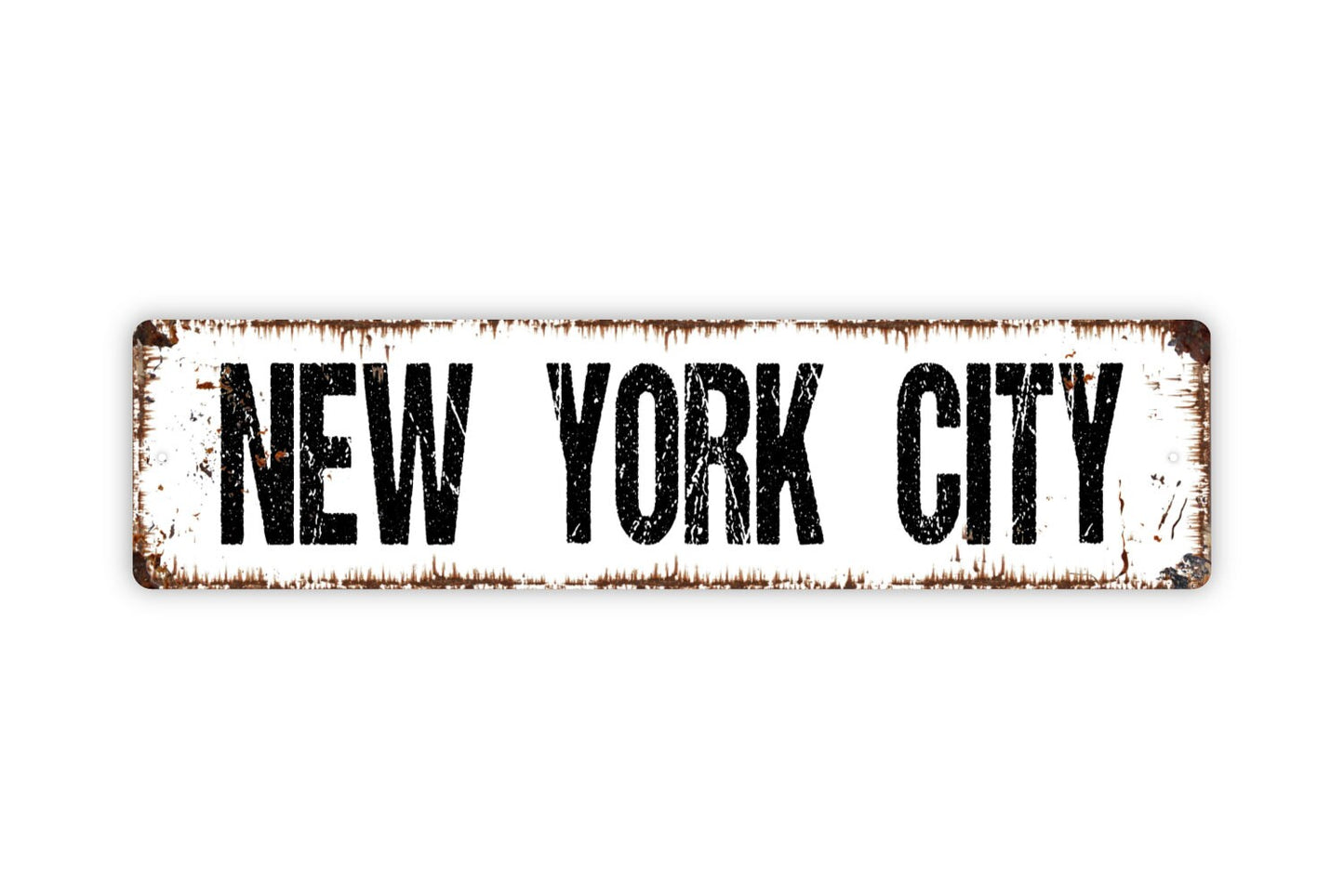 New York City Sign - Town City  Rustic Distressed Grunge Street Metal Sign Or Door Name Plaque