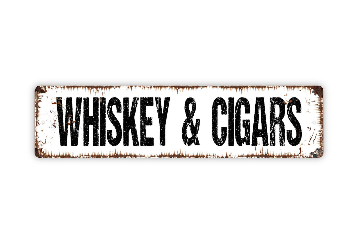 Whiskey and Cigars Sign - Lounge Man Cave Bar Pub Tavern Saloon Humidor Rustic Street Metal Sign or Door Name Plate Plaque