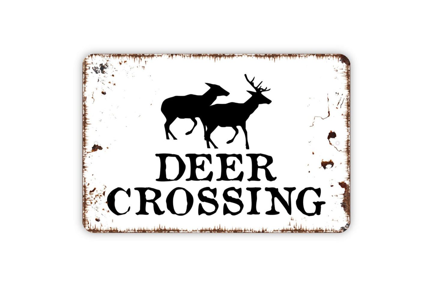 Buck Deer Crossing Sign - Farmhouse Wall Decor Modern Wall Metal Sign