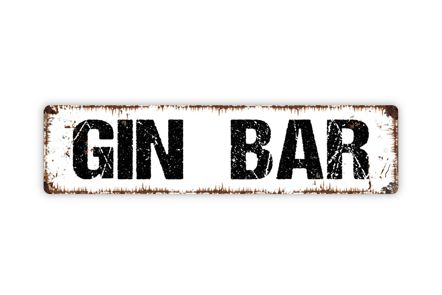 Gin Bar Sign - Pub Saloon Tavern Alcohol Drink Cocktails Rustic Street Metal Sign or Door Name Plate Plaque