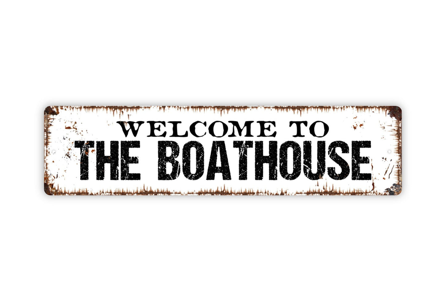 Welcome To The Boathouse Sign - Dock Pier Fishing Lake River Bay Rustic Street Metal Sign or Door Name Plate Plaque