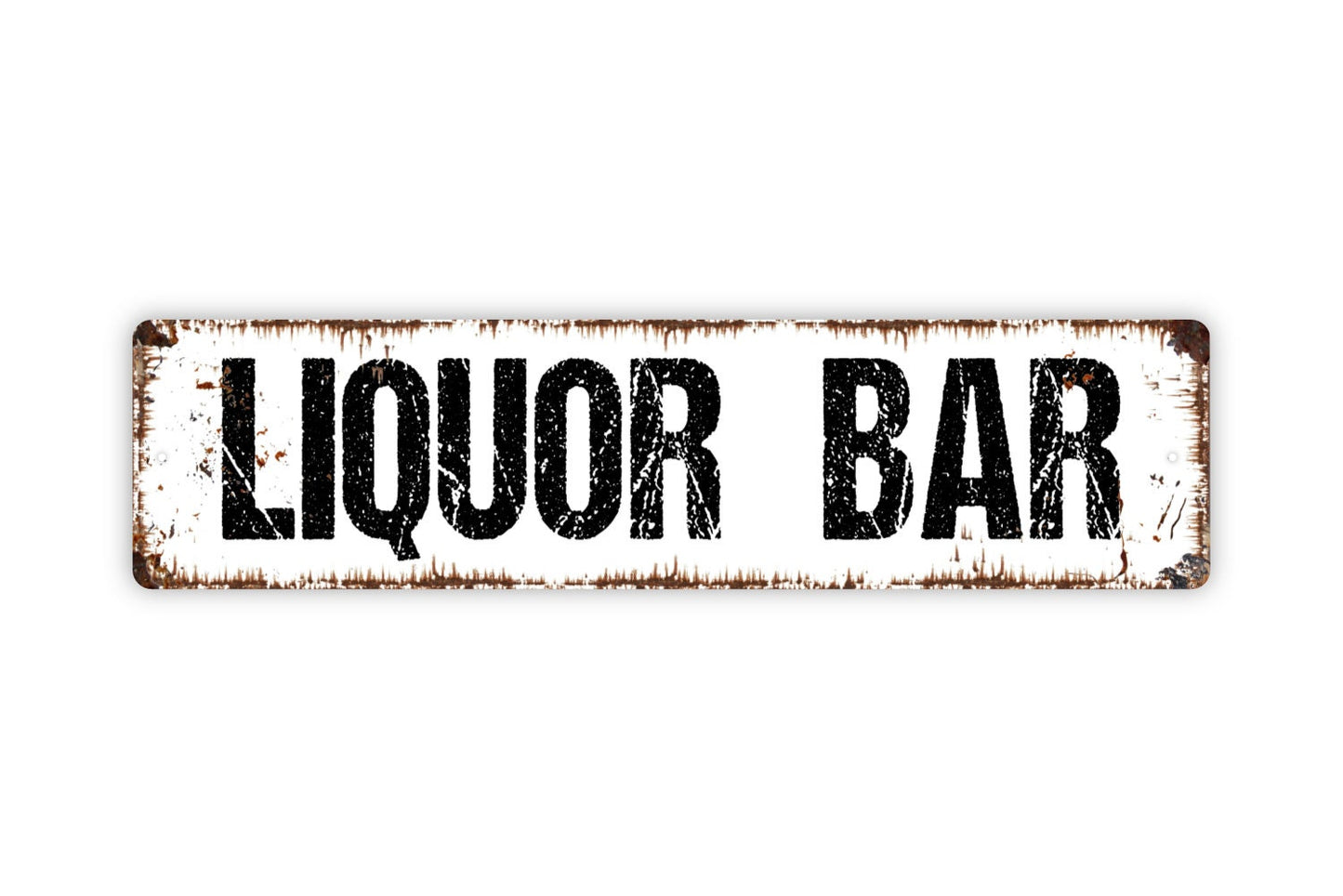 Liquor Bar Sign - Pub Tavern Man Cave Distillery Whiskey Gin Stiff Drinks Rustic Street Metal Sign or Door Name Plate Plaque