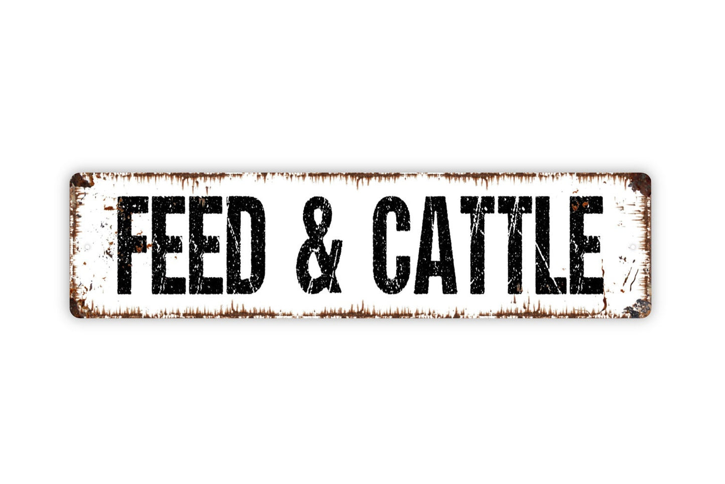 Feed and Cattle Sign - Farm Ranch Company Co Rustic Street Metal Sign or Door Name Plate Plaque