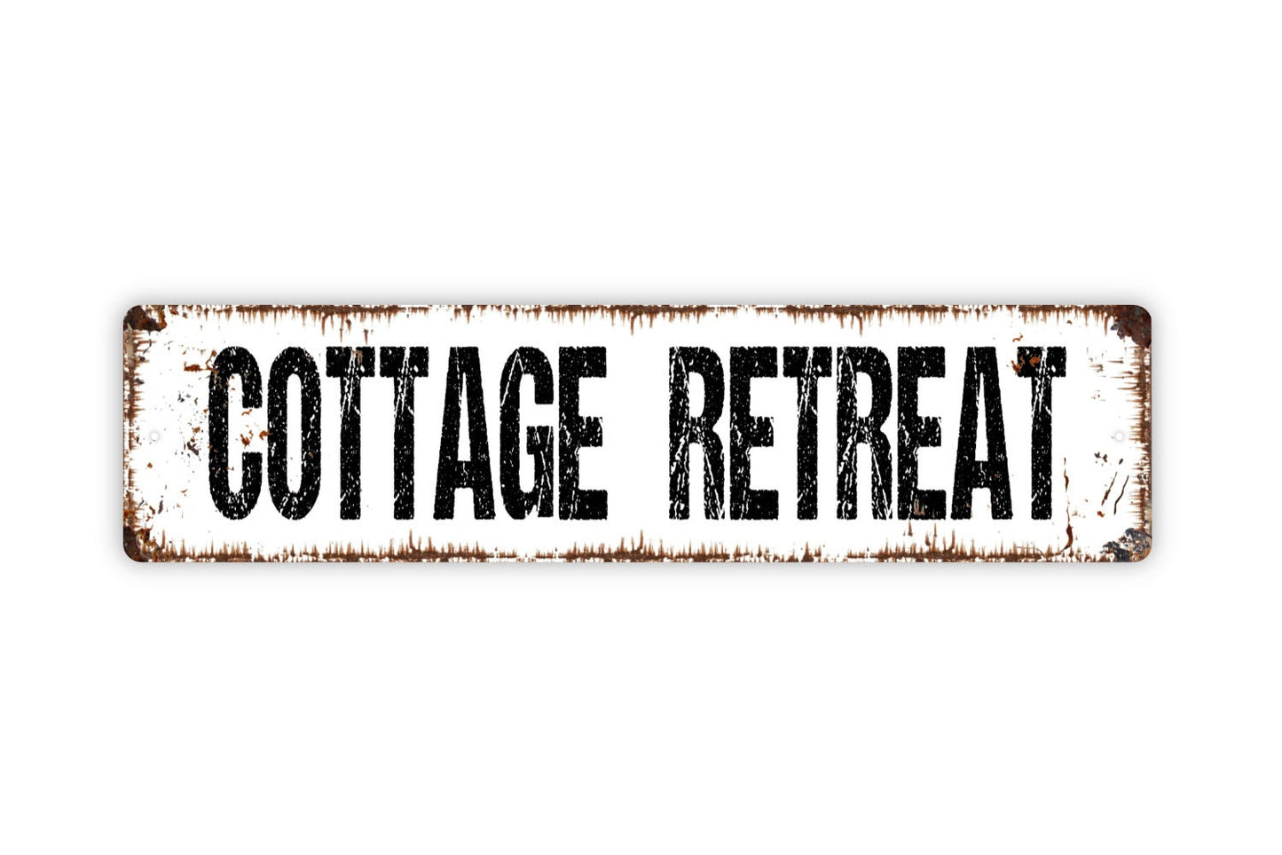 Cottage Retreat Sign - Cabin Lake River Bungalow Vacation Rental Rustic Street Metal Sign or Door Name Plate Plaque