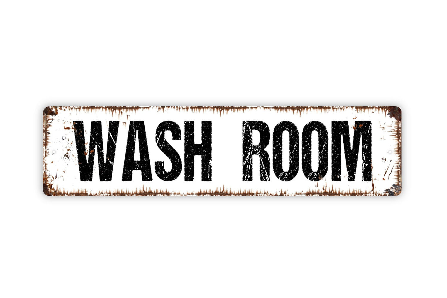 Wash Room Sign - Bathroom Restroom Water Closet El Bano Rustic Street Metal Sign or Door Name Plate Plaque