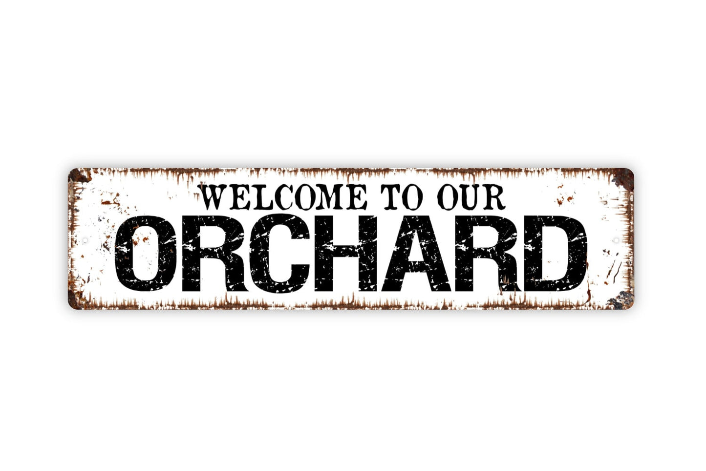 Welcome To Our Orchard Sign - Rustic Metal Street Sign or Door Name Plate Plaque