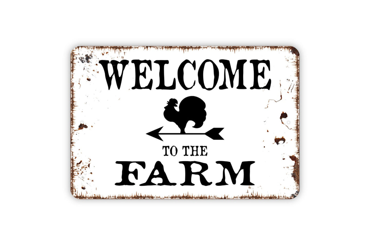 Welcome To The Farm with Rooster Sign - Chicken Metal Wall Art - Indoor or Outdoor