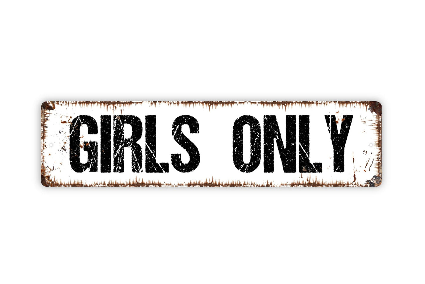 Girls Only Sign - Bedroom Clubhouse Play Room Rustic Street Metal Sign or Door Name Plate Plaque