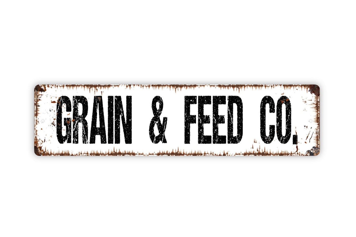 Grain and Feed Company Sign - Farmer Farmhouse Crops Dry Goods Rustic Street Metal Sign or Door Name Plate Plaque