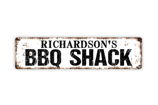 Personalized BBQ Shack Sign, Custom Metal Sign, Rustic Street Sign or Door Name Plate Plaque