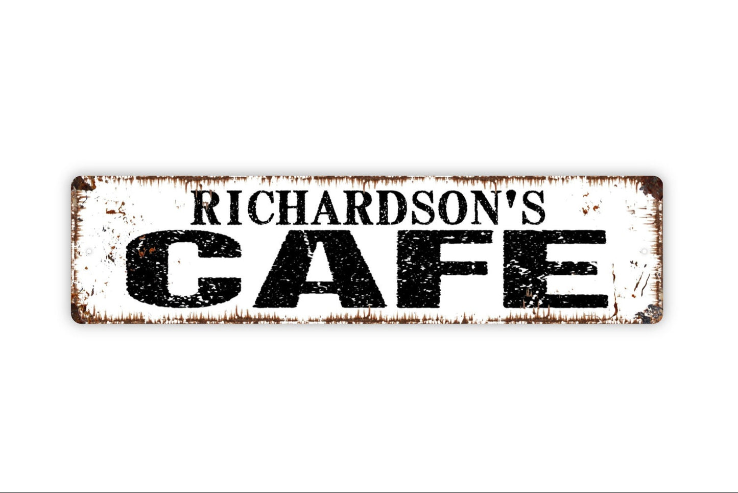 Personalized Cafe Sign, Custom Metal Sign, Rustic Street Sign or Door Name Plate Plaque