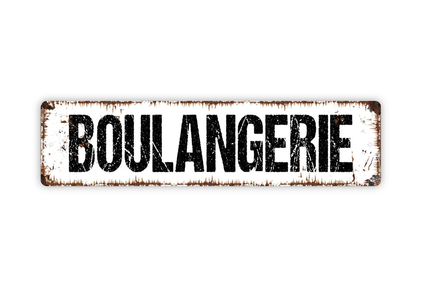 Boulangerie Sign - French Bakery Chef Baked Goods Kitchen Pantry Cafe Rustic Street Metal Sign or Door Name Plate Plaque