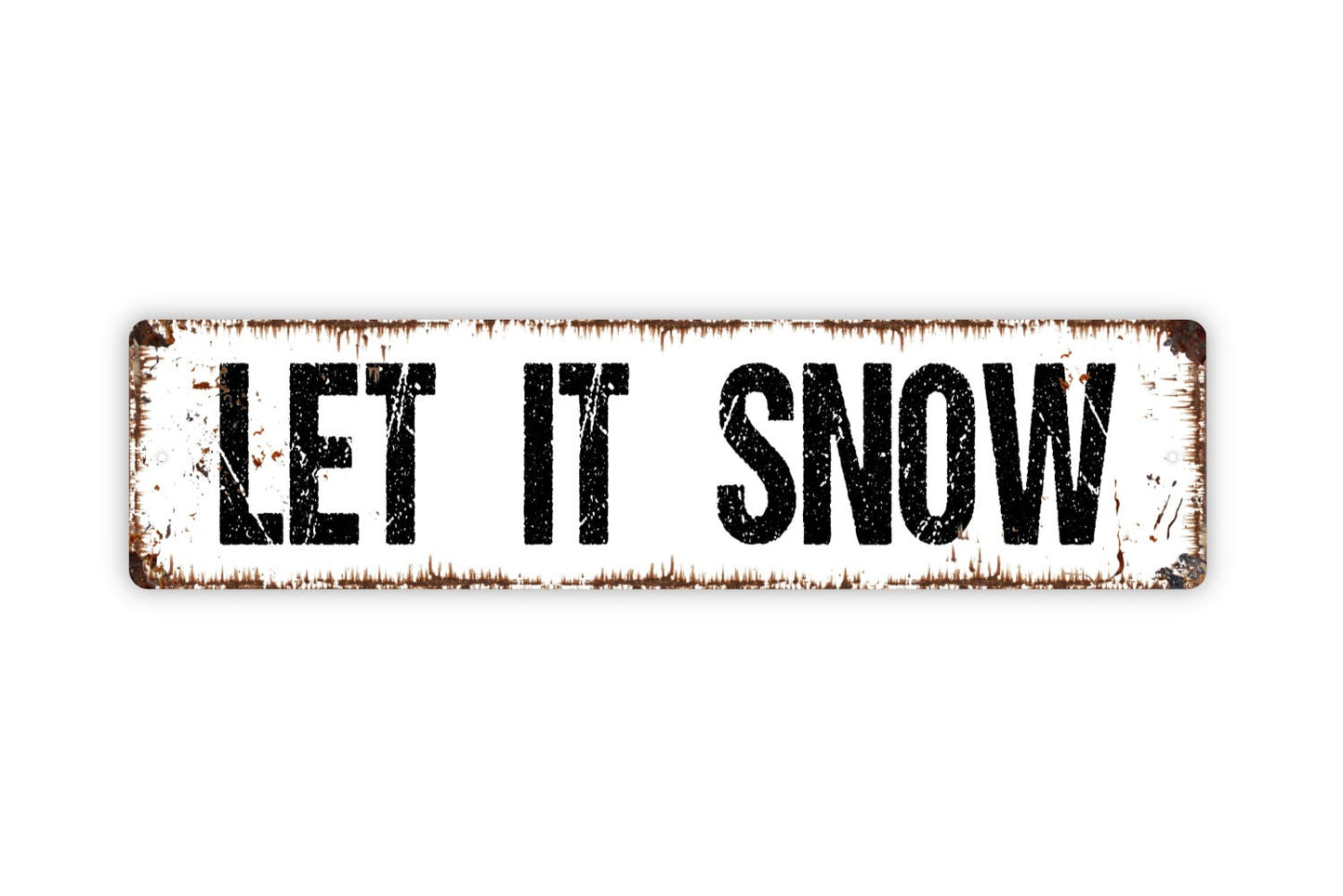 Let It Snow Sign - Winter Wonderland Snowstorm Rustic Street Metal Sign or Door Name Plate Plaque