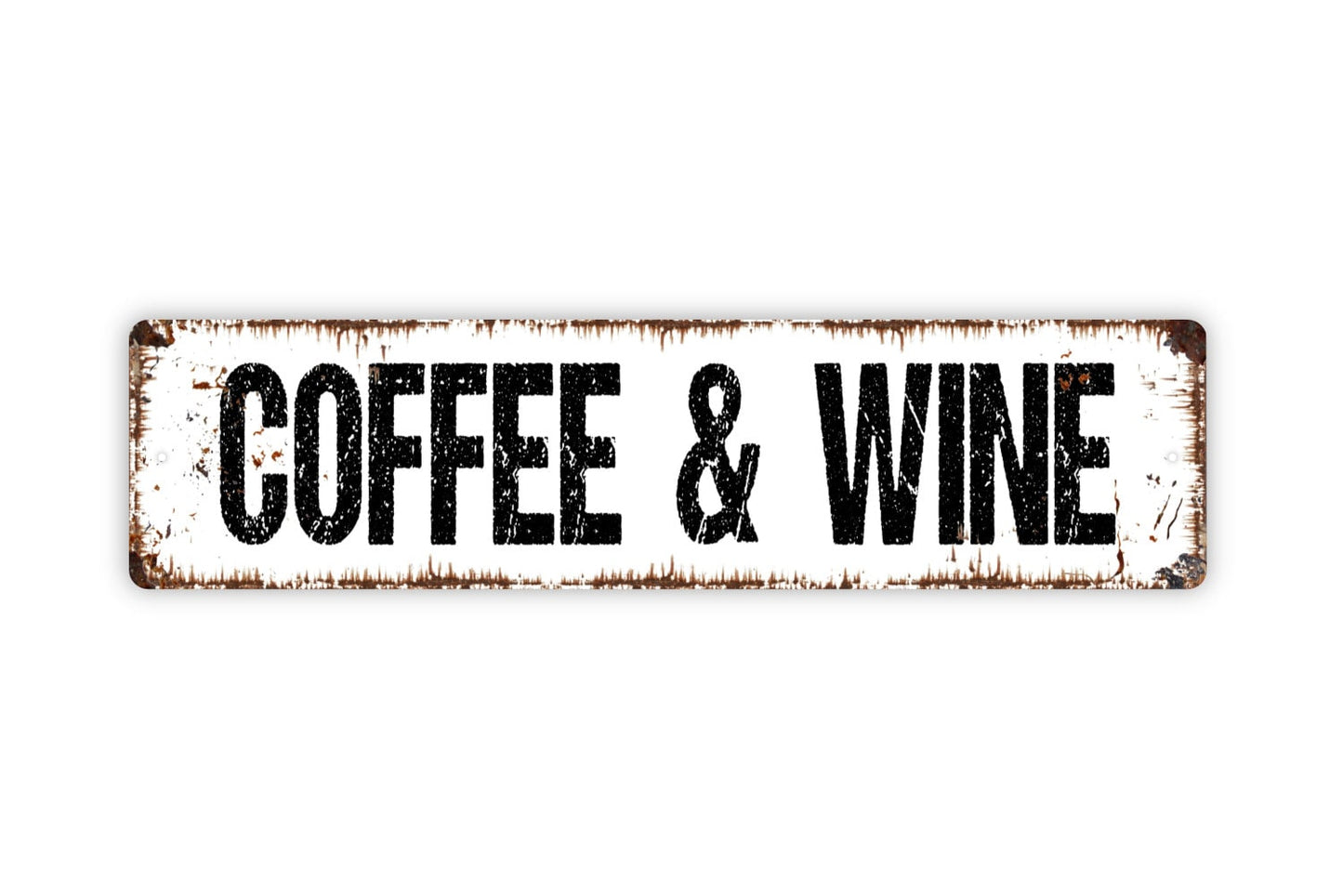 Coffee and Wine Sign - Bistro Coffee Bar Winery Coffee House Shop Cafe Rustic Street Metal Sign or Door Name Plate Plaque