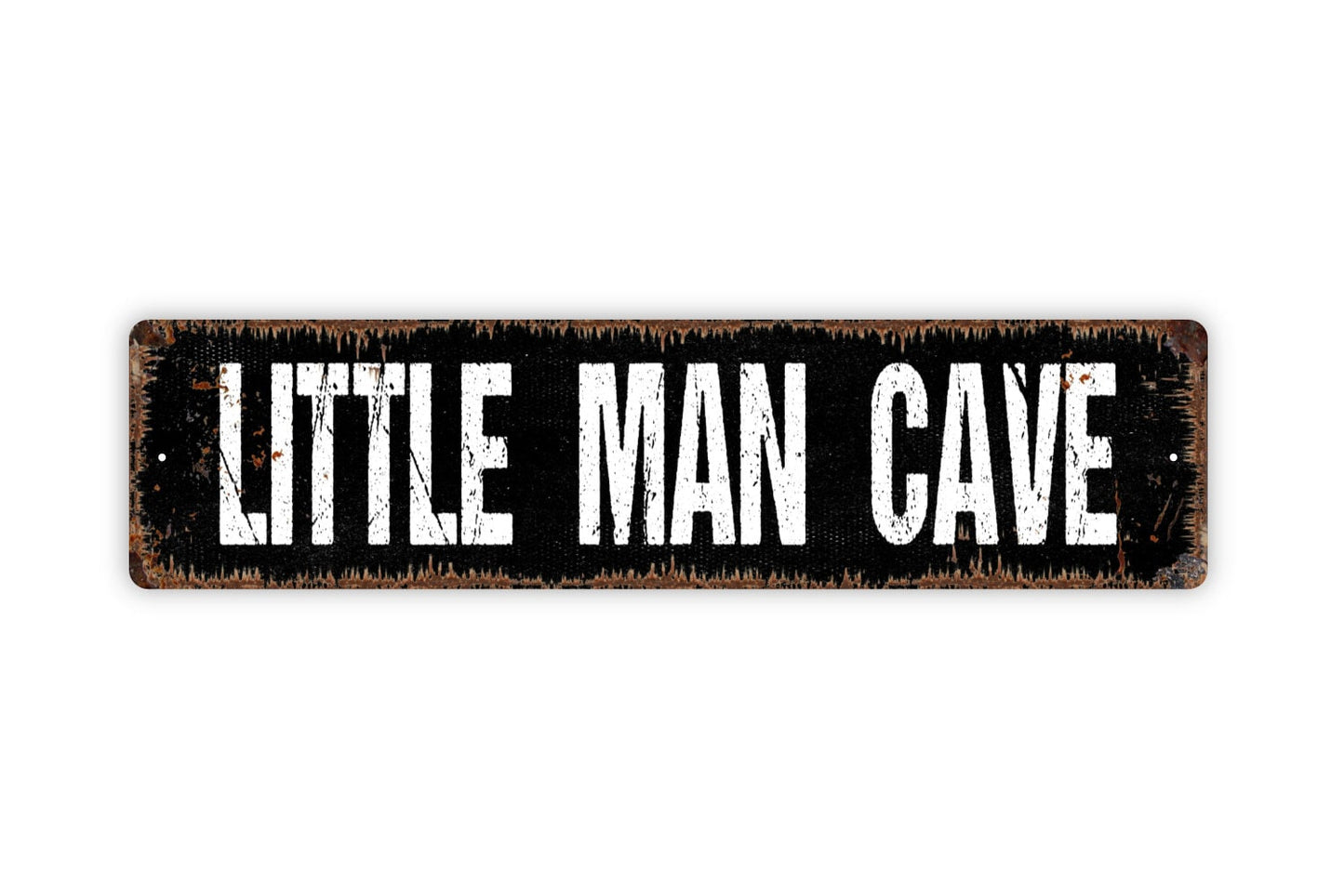 Little Man Cave Sign - Caution Kids Playing Toy Room Clubhouse Boy's Room Rustic Street Metal Sign or Door Name Plate Plaque