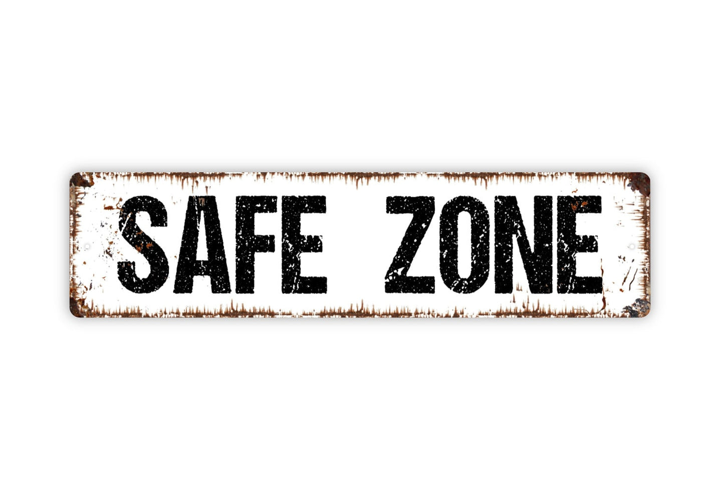 Safe Zone Sign - Relax Zen Den Safety Home Sweet Home Rustic Street Metal Sign or Door Name Plate Plaque