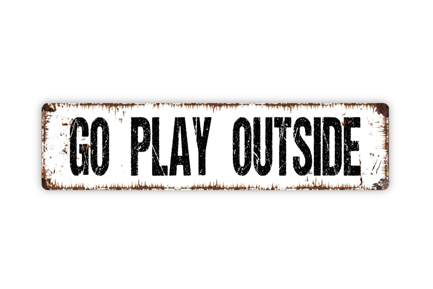 Go Play Outside Sign, Metal Sign, Farmhouse Style Decor Rustic Street Sign or Door Name Plate Plaque