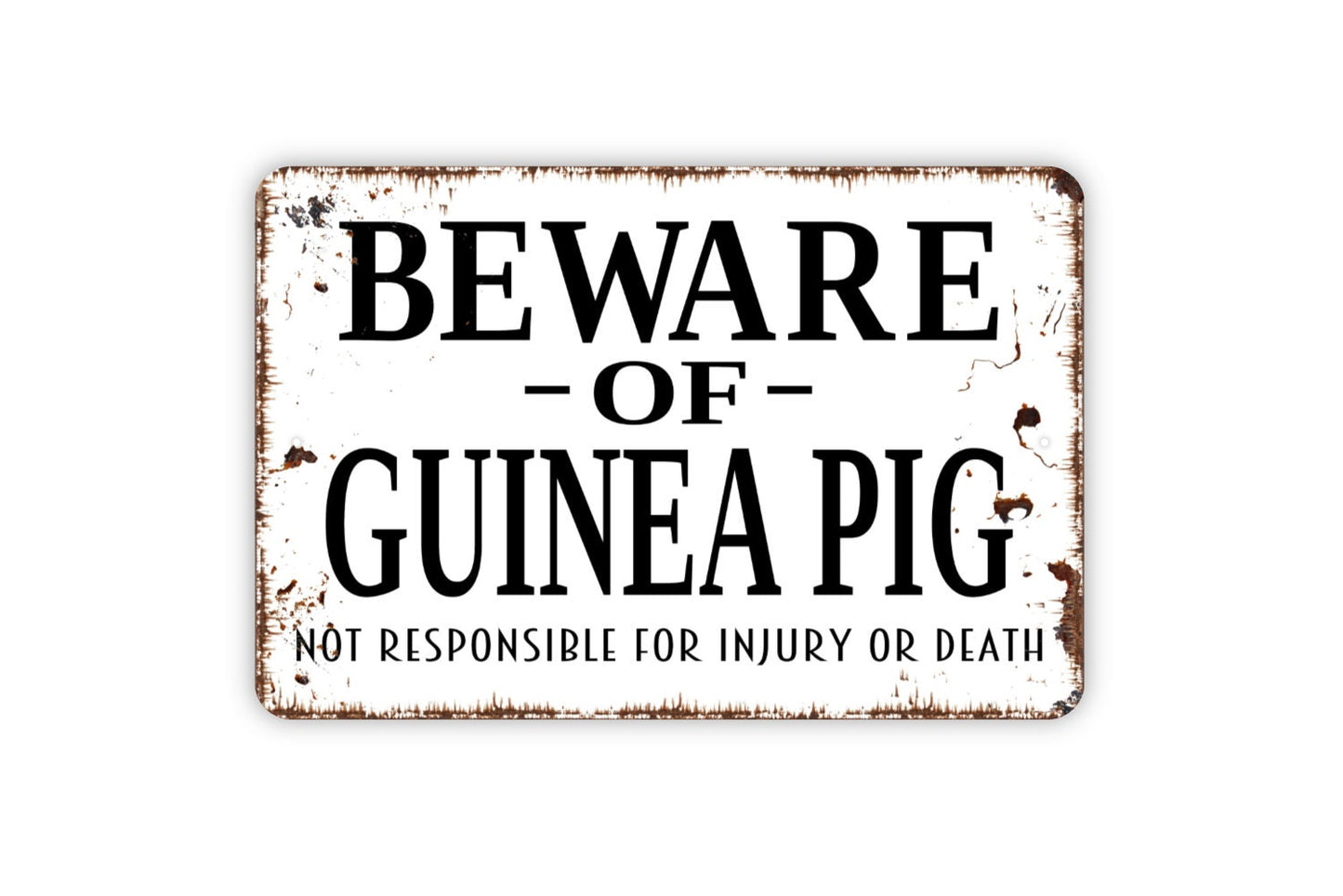 Beware Of Guinea Pig Sign - Funny Metal Wall Art - Indoor or Outdoor