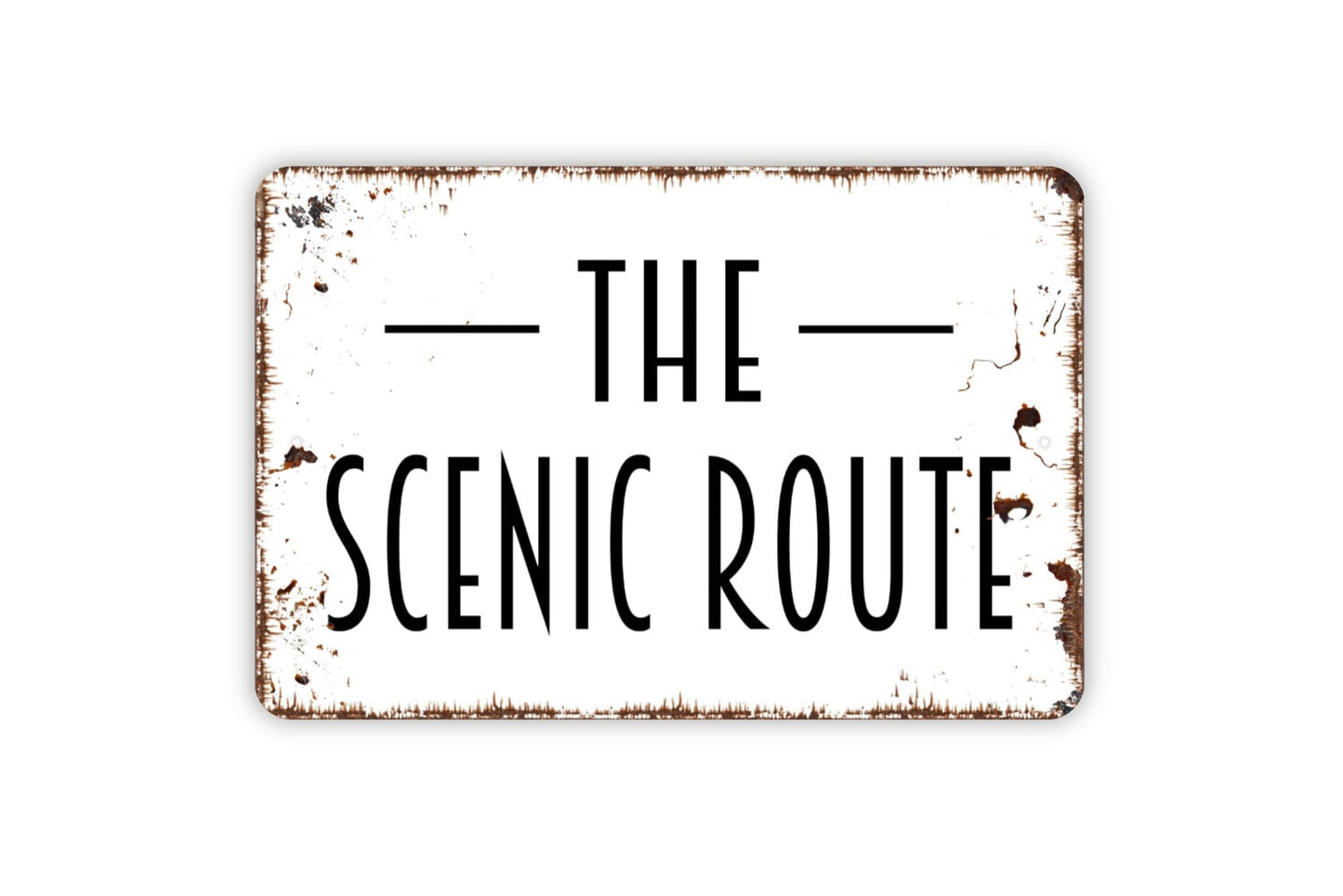 The Scenic Route Sign - Metal Sign, Farmhouse Contemporary Modern Wall Metal Sign