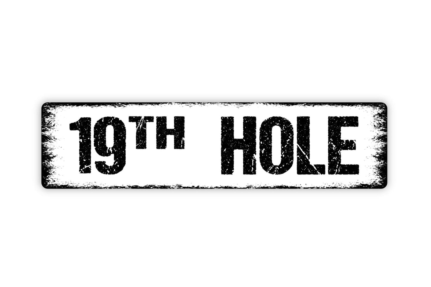 19th Hole Sign - Golfing Rustic Metal Street Sign or Door Name Plate Plaque