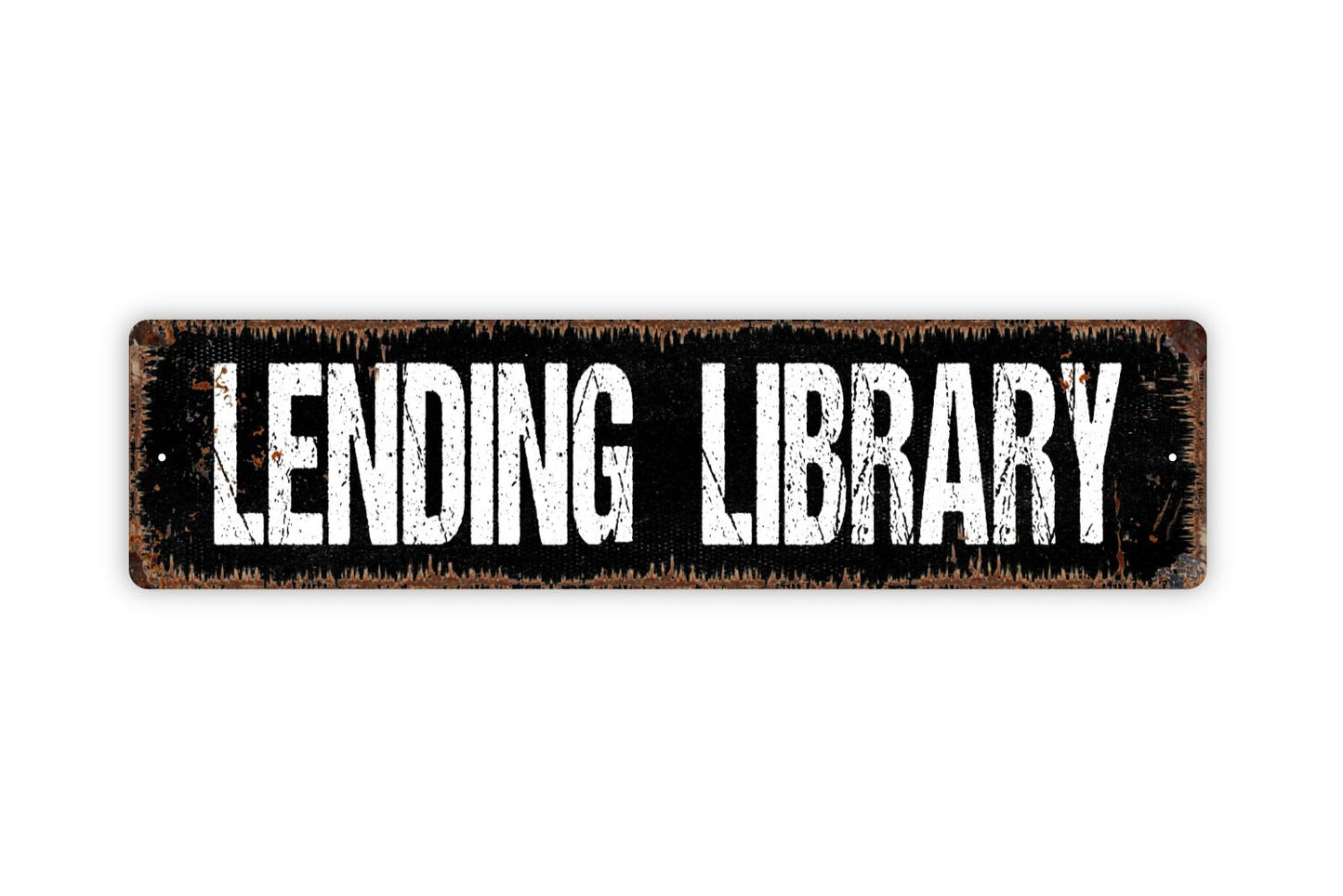 Lending Library Sign - Read Reading Corner Nook Rustic Street Metal Sign or Door Name Plate Plaque