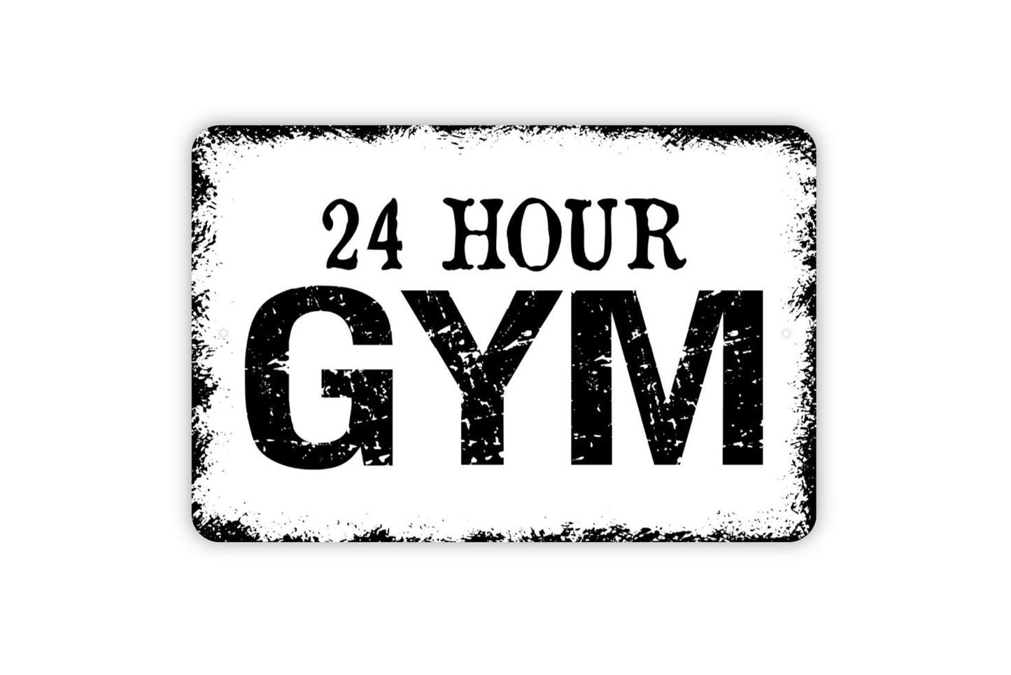 24 Hour Gym Sign - Workout Fitness Metal Indoor or Outdoor Wall Art