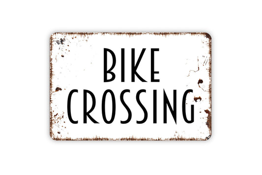 Bike Crossing Sign, Metal Sign, Farmhouse Contemporary Modern Wall Metal Sign