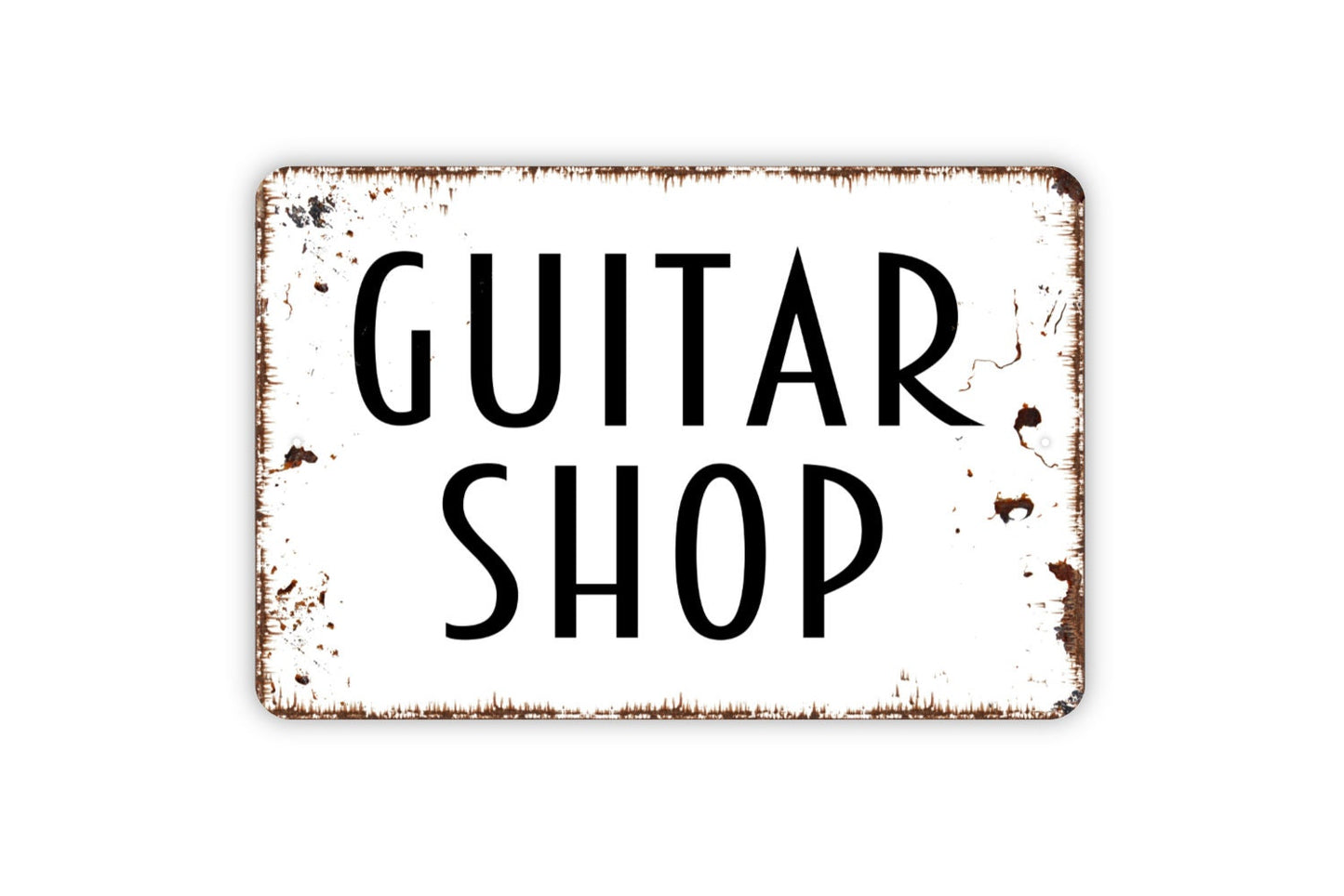 Guitar Shop Sign, Metal Sign, Farmhouse Contemporary Modern Wall Metal Sign