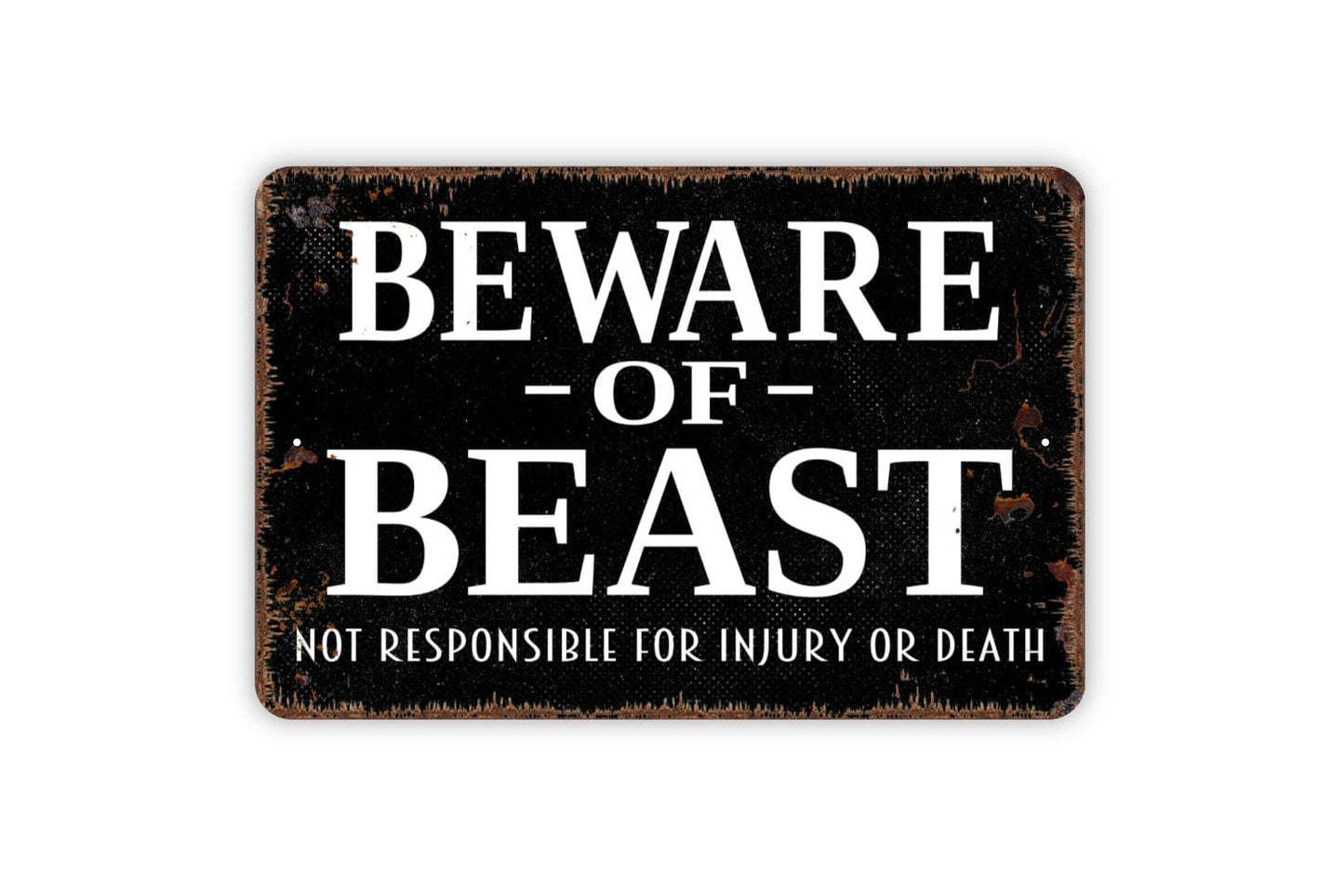 Beware Of Beast Sign - Funny Dog Metal Wall Art - Indoor or Outdoor