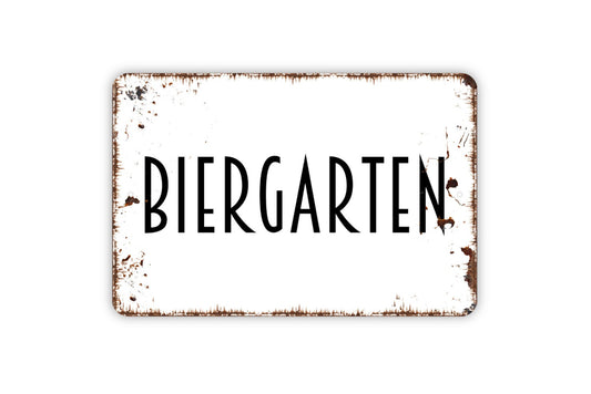 Biergarten Sign, Metal Sign, Farmhouse Contemporary Modern Wall Metal Sign