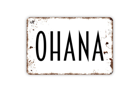 Ohana Sign - Metal Sign, Farmhouse Contemporary Modern Wall Metal Sign