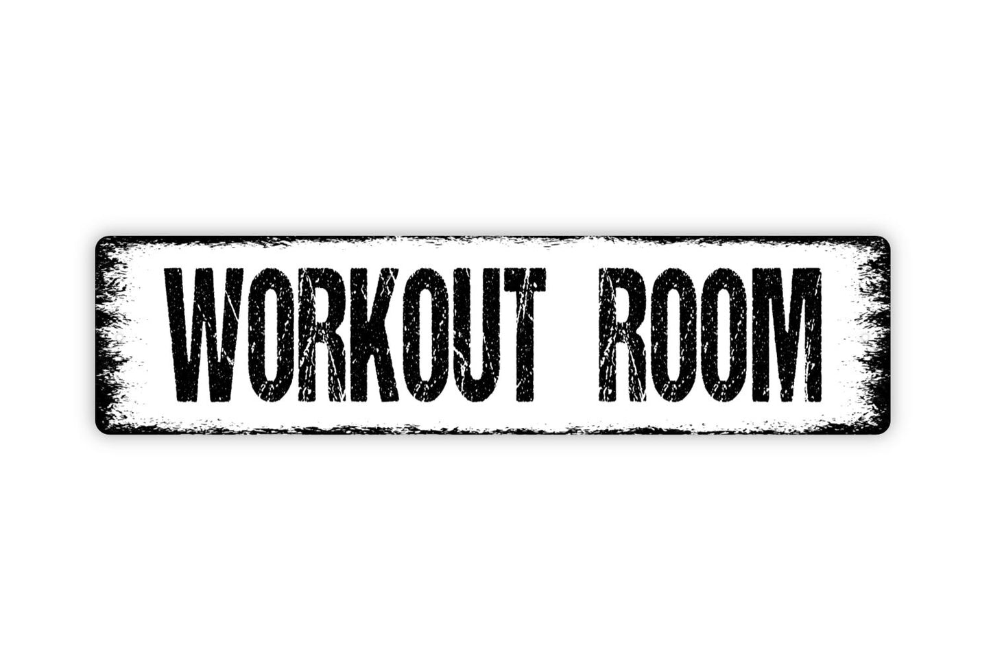 Workout Room Sign - Gym Fitness Center Home Gym Yoga Studio Rustic Street Metal Sign or Door Name Plate Plaque