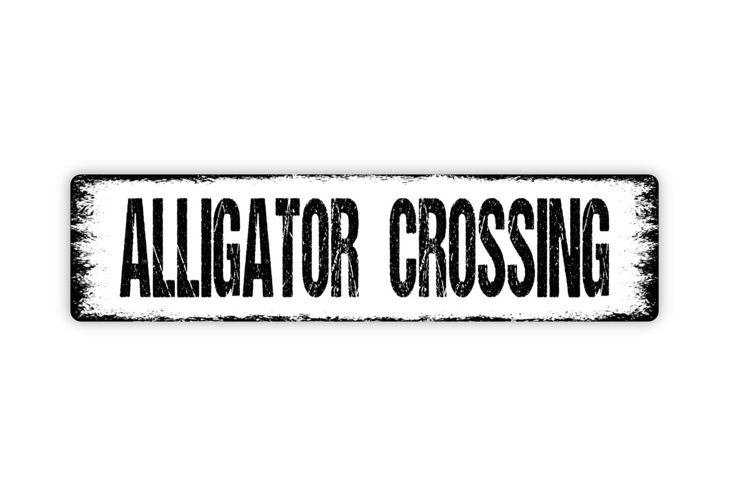 Alligator Crossing Sign - Rustic Metal Street Sign or Door Name Plate Plaque