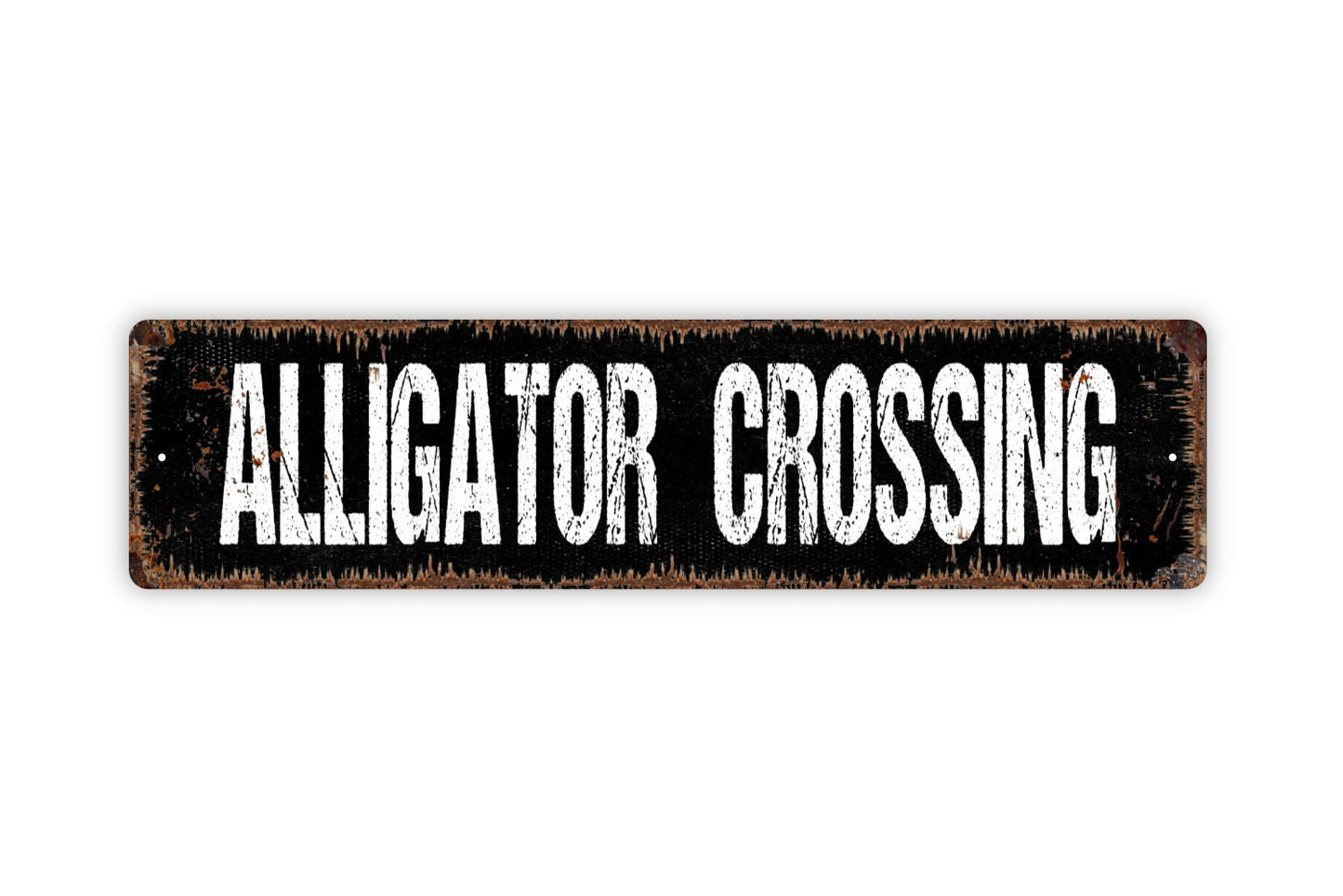 Alligator Crossing Sign - Rustic Metal Street Sign or Door Name Plate Plaque