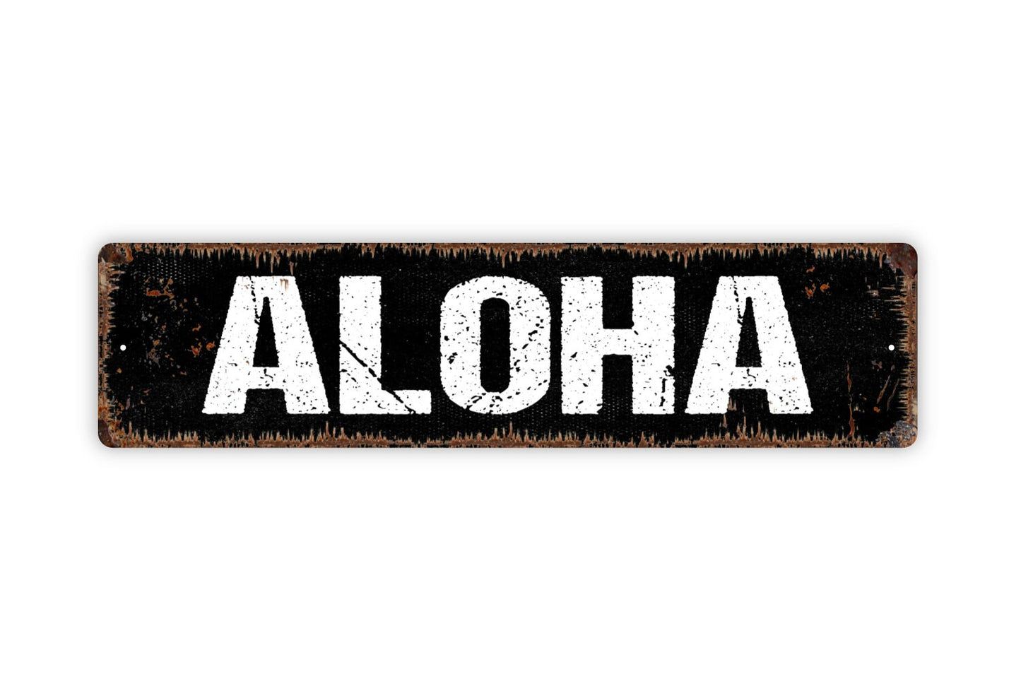 Aloha Sign - Welcome To Our Home Rustic Metal Street Sign or Door Name Plate Plaque