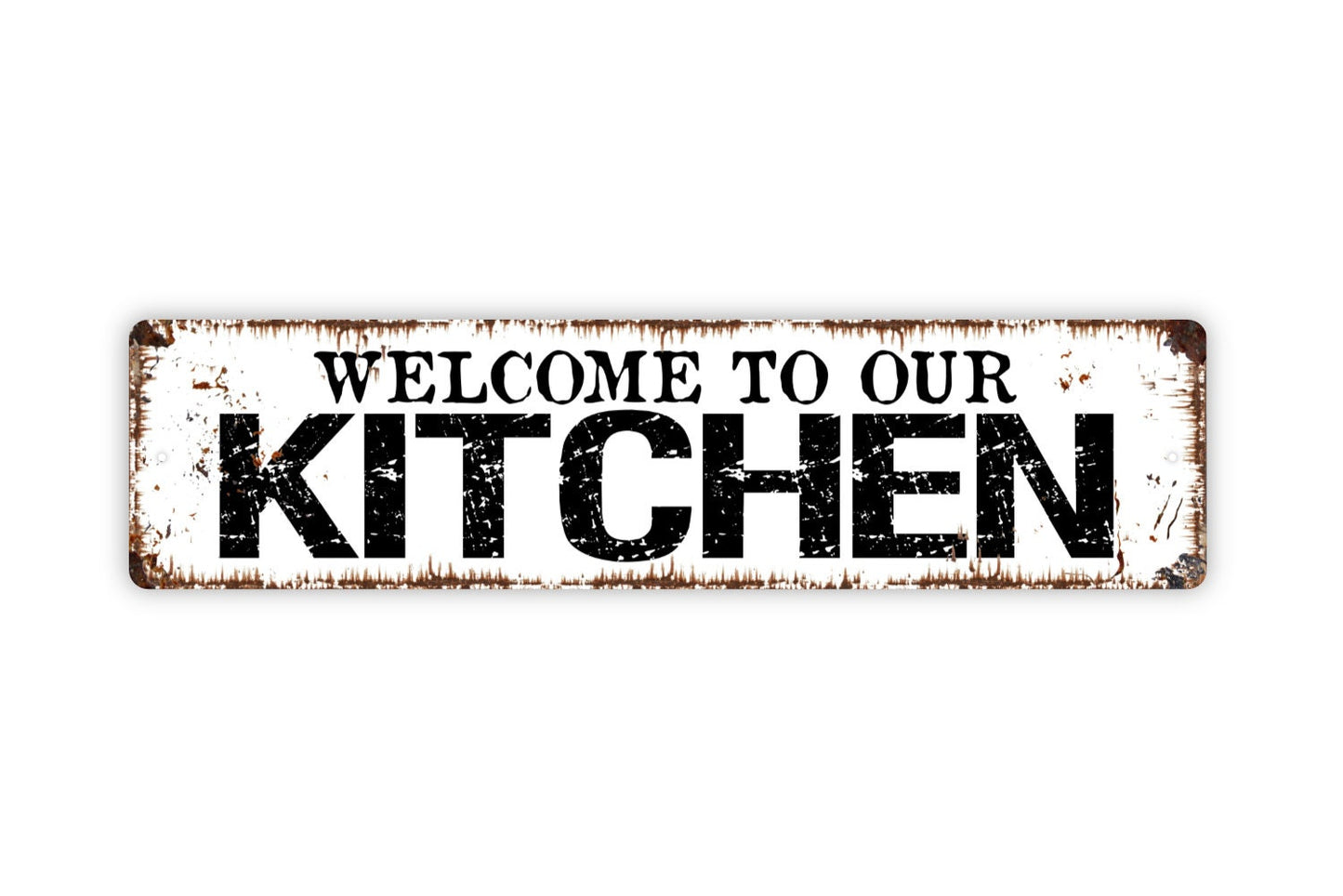 Welcome To Our Kitchen Sign - Rustic Metal Street Sign or Door Name Plate Plaque