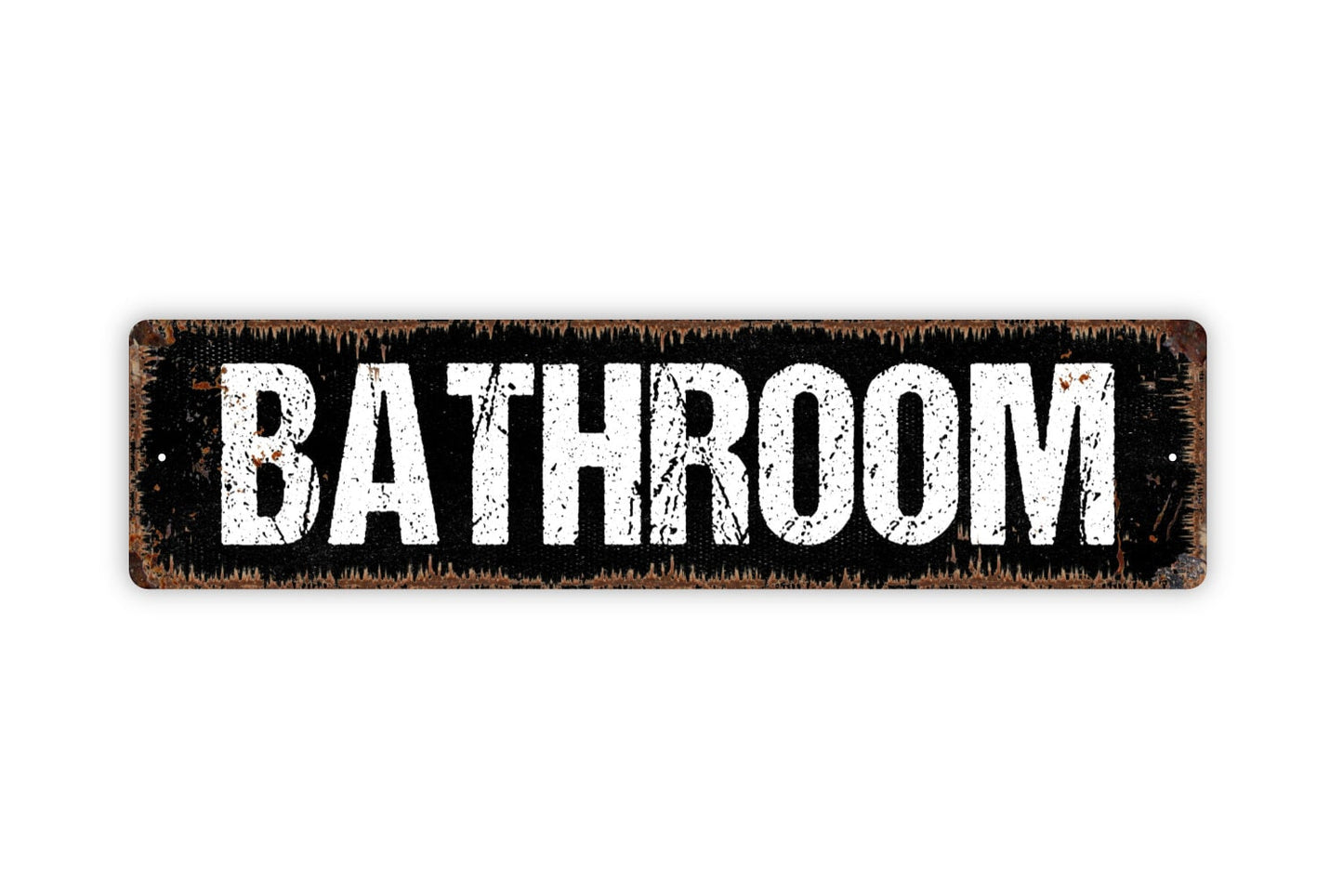 Bathroom Sign - Rustic Metal Street Sign or Door Name Plate Plaque