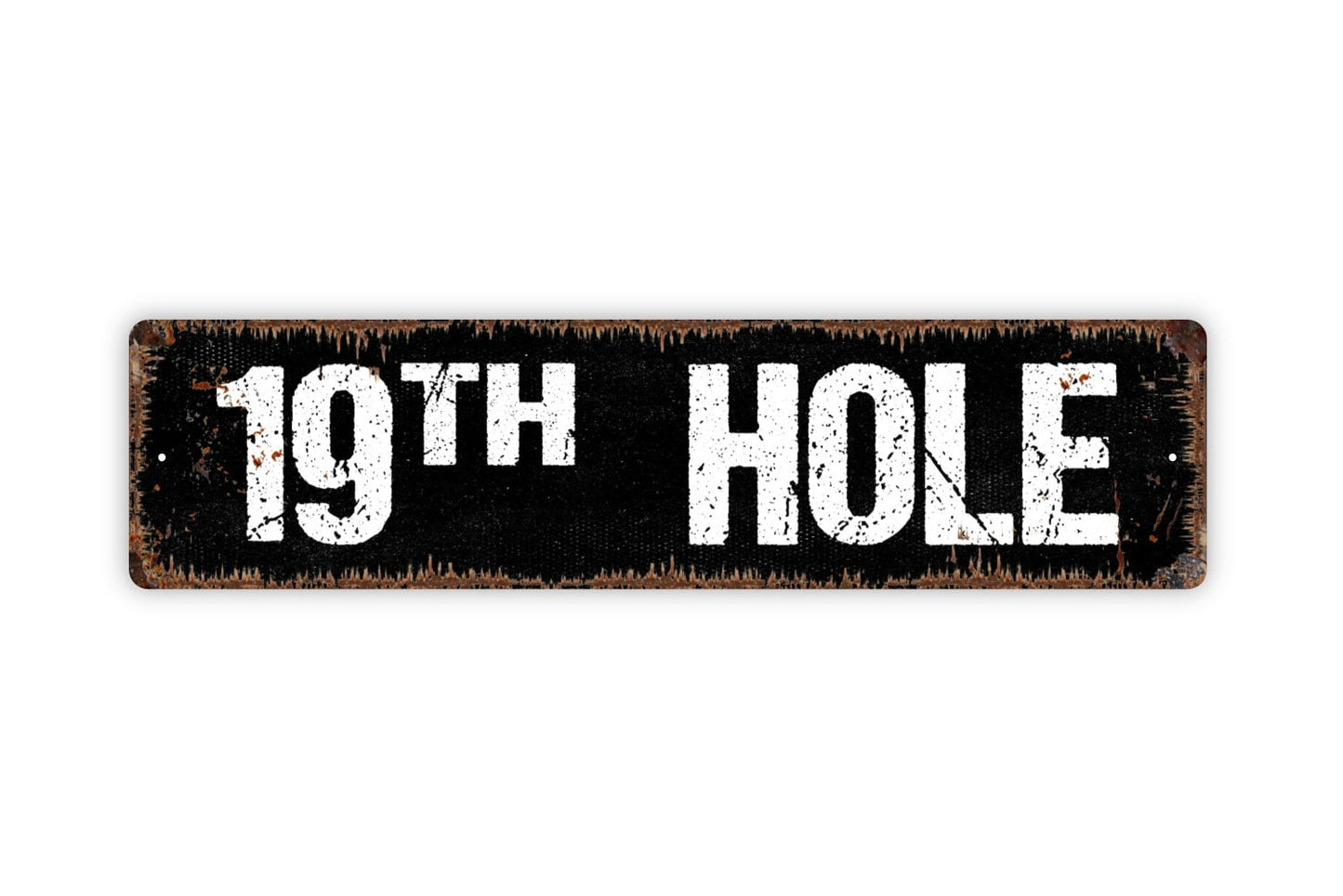 19th Hole Sign - Golfing Rustic Metal Street Sign or Door Name Plate Plaque