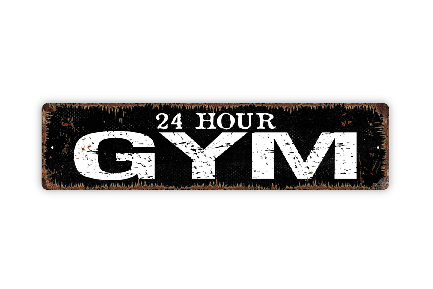 24 Hour Gym Sign - Workout Fitness Rustic Metal Street Sign or Door Name Plate Plaque