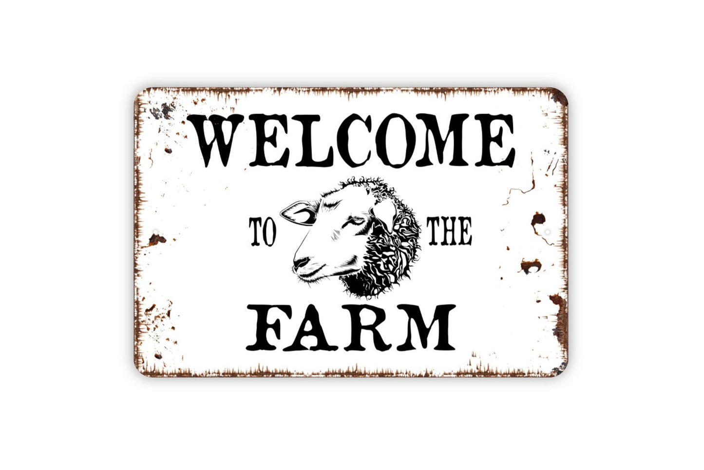 Welcome To The Farm Sheep Sign - Metal Indoor or Outdoor Wall Art