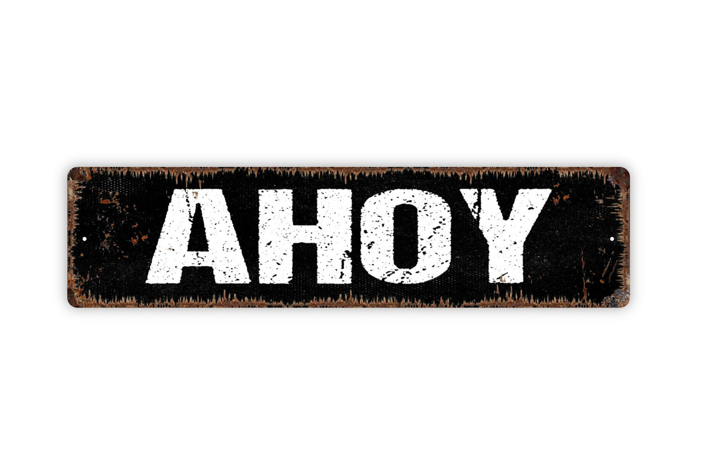 Ahoy Sign - Nautical Pirate Rustic Metal Street Sign or Door Name Plate Plaque