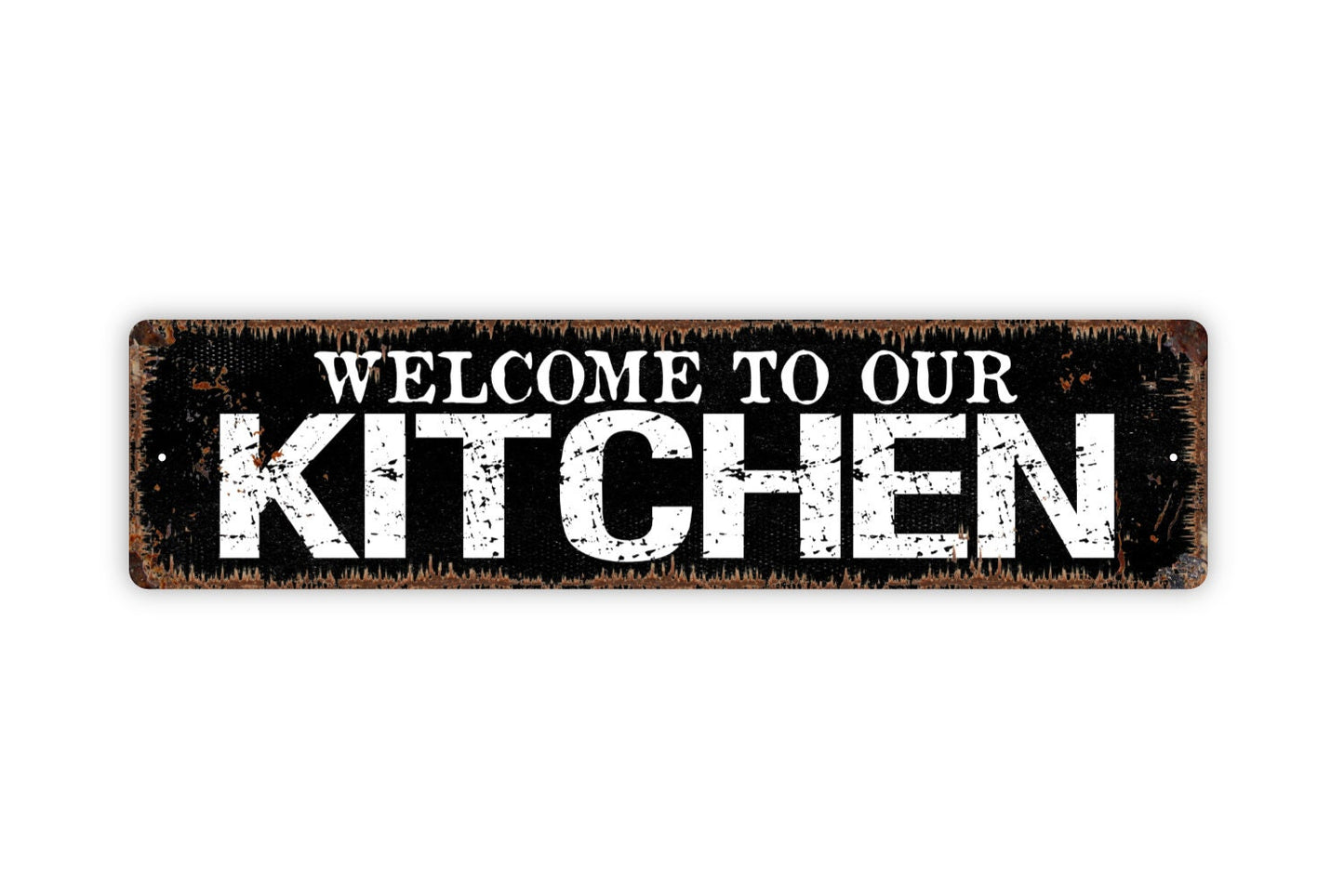 Welcome To Our Kitchen Sign - Rustic Metal Street Sign or Door Name Plate Plaque