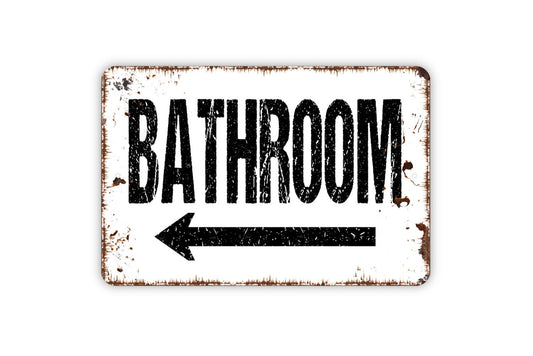 Bathroom Sign with Right or Left Arrow Sign - Restroom Metal Wall Art