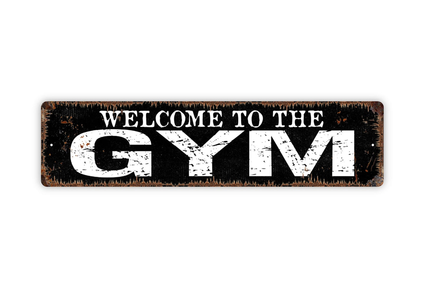 Welcome To The Gym Sign - Fitness Center Workout Home Gym Rustic Street Metal Sign or Door Name Plate Plaque