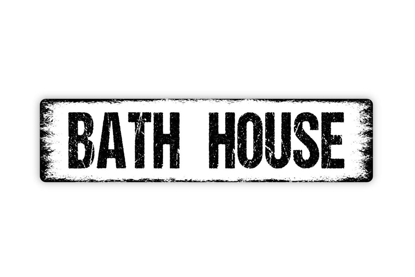 Bath House Sign - Restroom Bathroom Guest Bath Shower Tub Wash Pool House Rustic Street Metal Sign or Door Name Plate Plaque